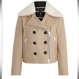 Rag & Bone beige wool and shearling peacoat